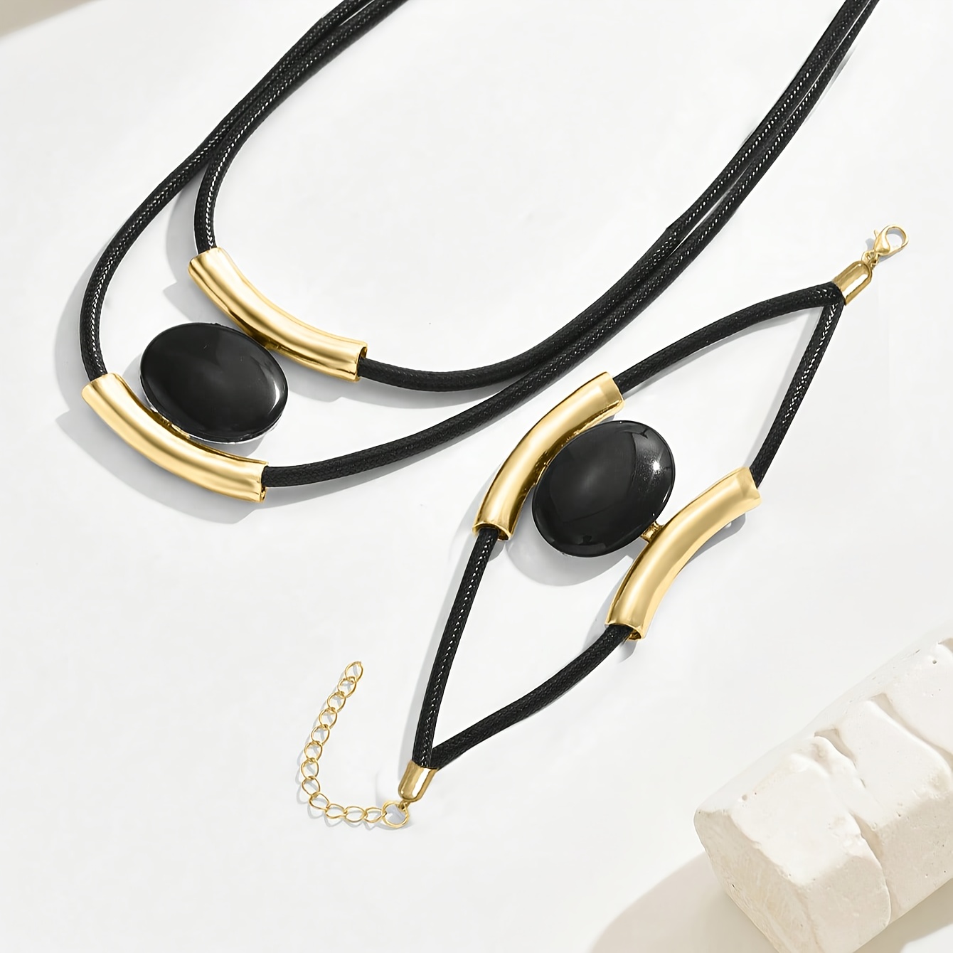 Boho Style Acrylic Pendant Bracelet and Necklace Set